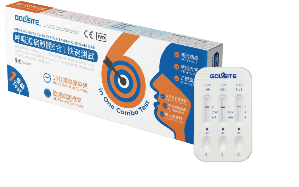 2024 Goldsite全新升級六合一流感新冠呼吸道疾病快速檢測試劑盒